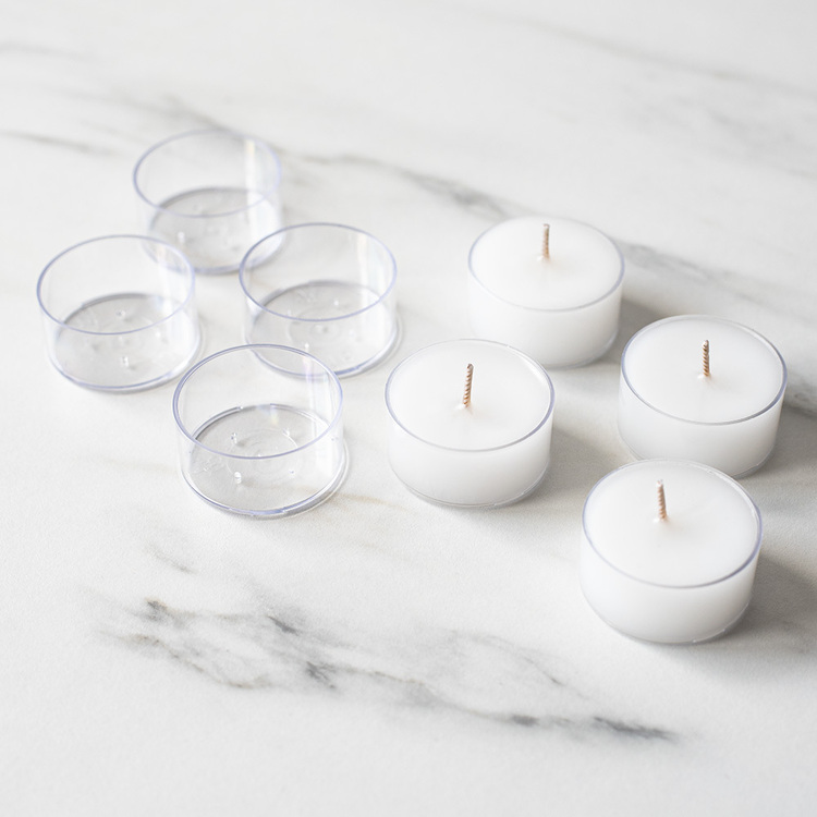 Clear Plastic Tealights with candles