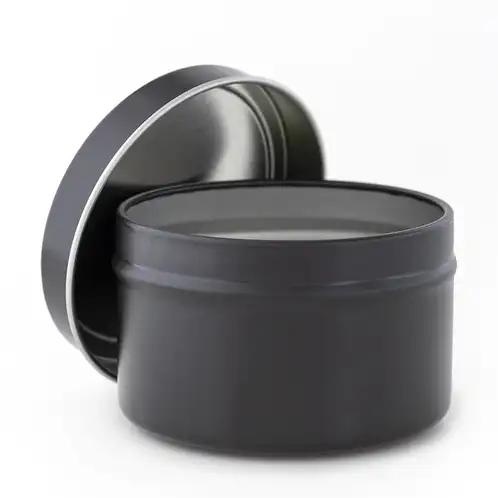 6 oz Black Candle Tin Lid Off