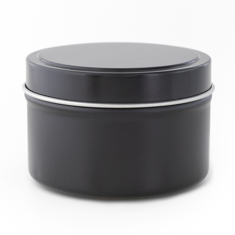6 oz Black Candle Tin with Lid On