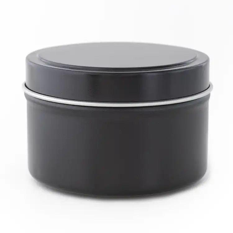CandleScience Black Candle Tin 8 oz. | Seamless Black Candle Tins 12 PC Case