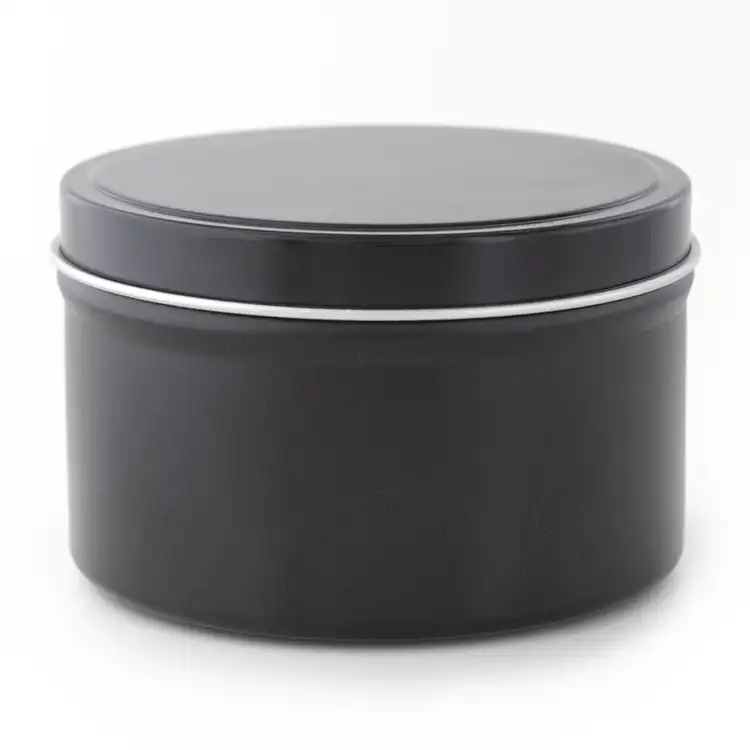 8 oz Black Candle Tin with Lid On