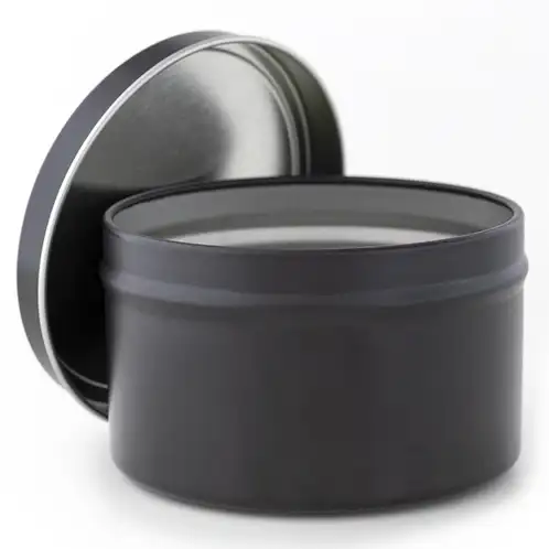 8 oz Black Candle Tin Lid Off