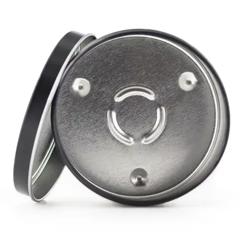 8 oz Black Candle Tin Interior Shot with wick