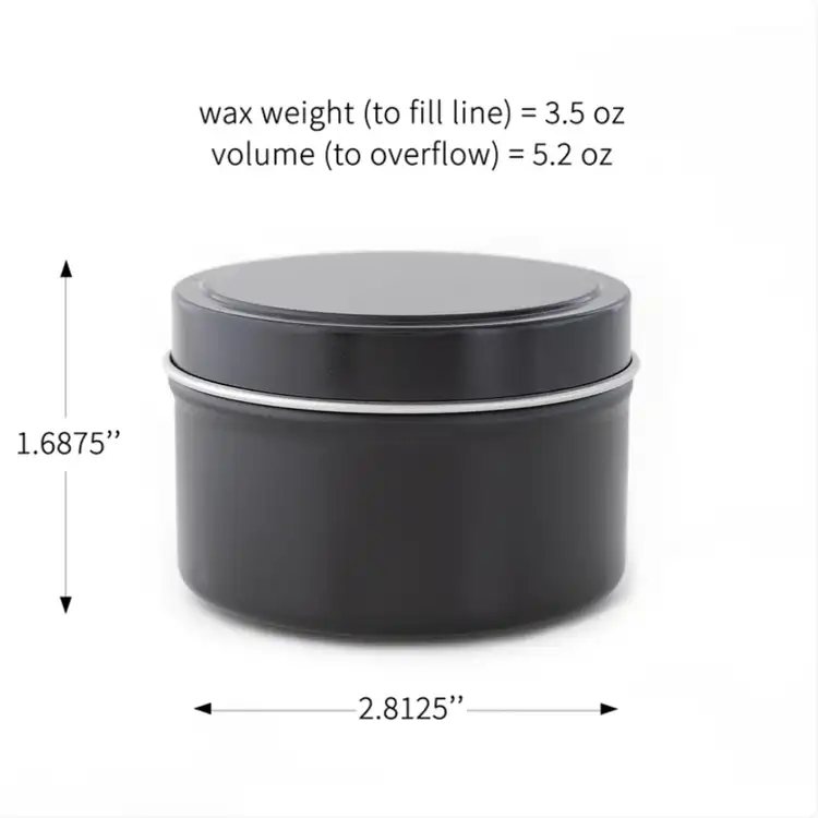 6 oz Black Candle Tin Lid Dimensions