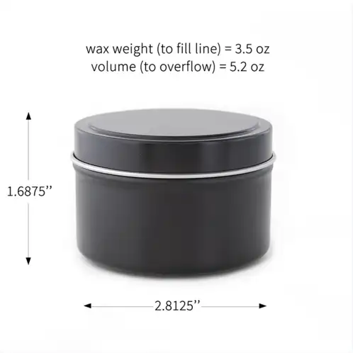 6 oz Black Candle Tin Lid Dimensions