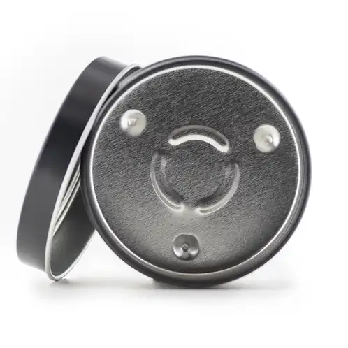6 oz Black Candle Tin Interior Shoot with wick