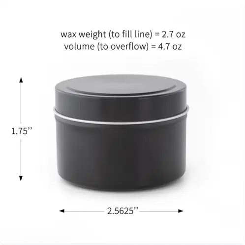 4 oz Black Candle Tin Dimensions