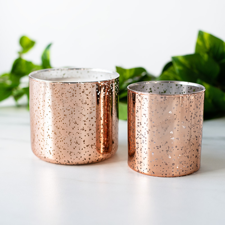 Copper Mercury 3-Wick Tumbler Jar with matching copper mercury straight sided tumbler jar
