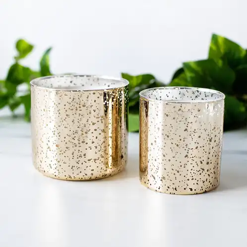 Gold Mercury 3-Wick Tumbler Jar with matching Gold Mercury Straight Sided Tumbler Jar