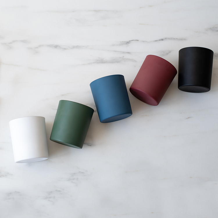 Matte Tumblers in white, black, green, cornflower, and cranberry