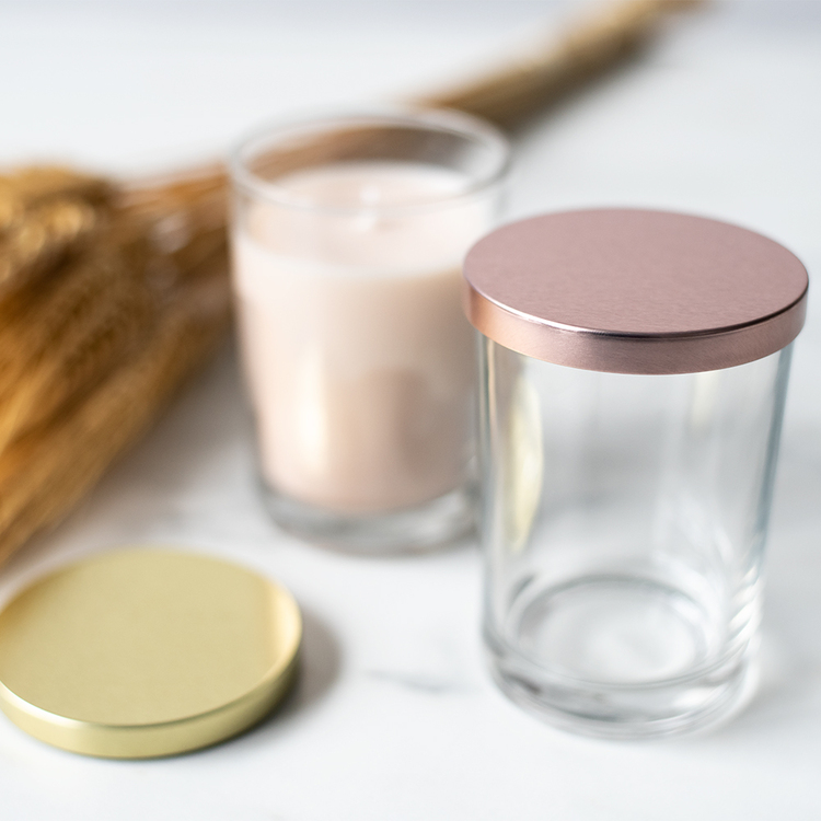Puebla Tumbler Jar  with Small Rose Gold Metal Flat Lid
