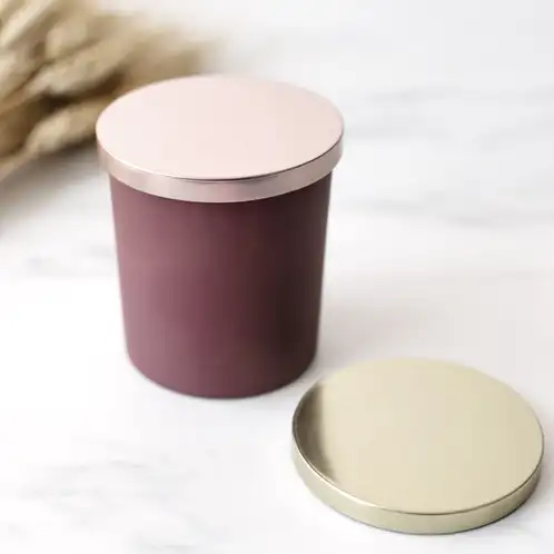 Cranberry Matte Tumbler with rose gold and gold metal flat lids