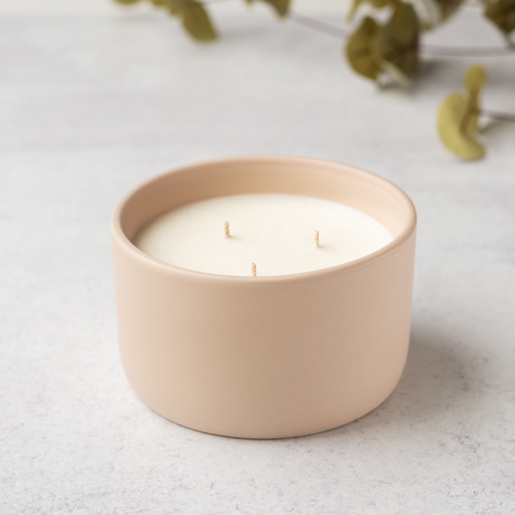 Blush Nordic 3-Wick Ceramic Jar with Candle
