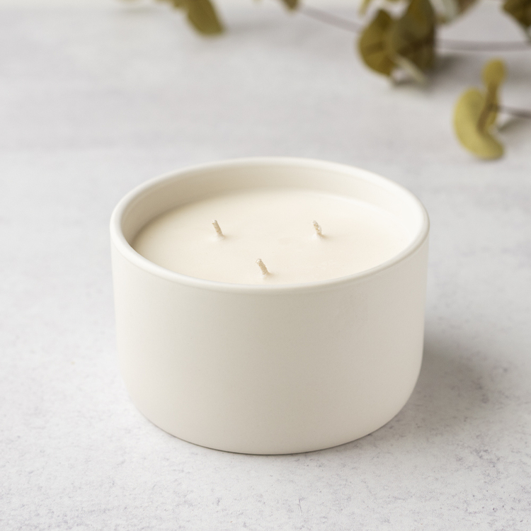 hite Nordic 3-Wick Ceramic Jar with Candles