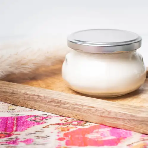 Glass 8 oz. Tureen Jar with silver lid