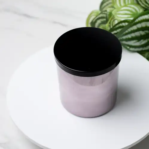Smoked Silver Tumbler Jar with Black Metal Flat Lid
