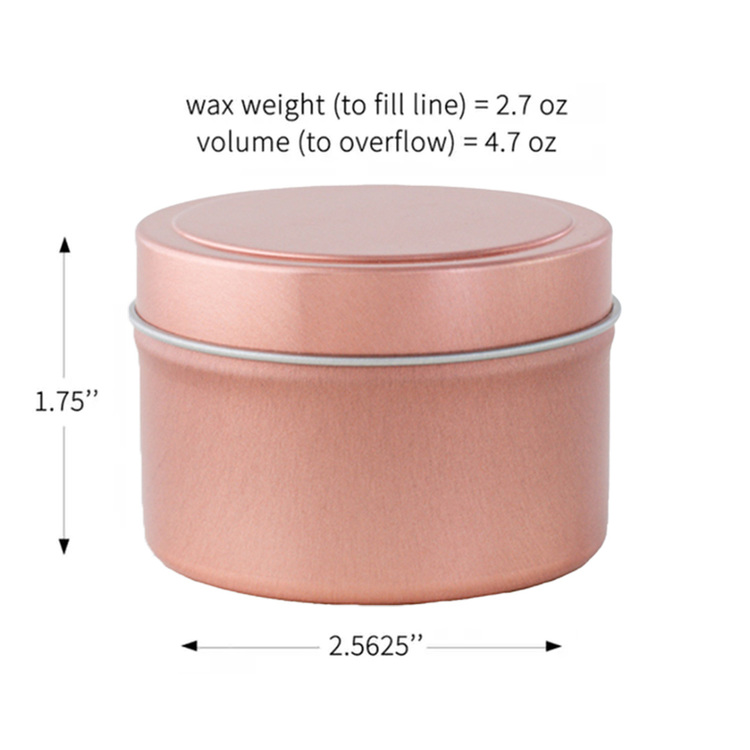 2 oz Rose Gold Candle Tin Dimensions