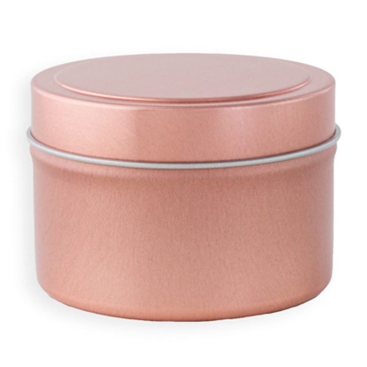 2 oz Rose Gold Candle Tin with Lid On