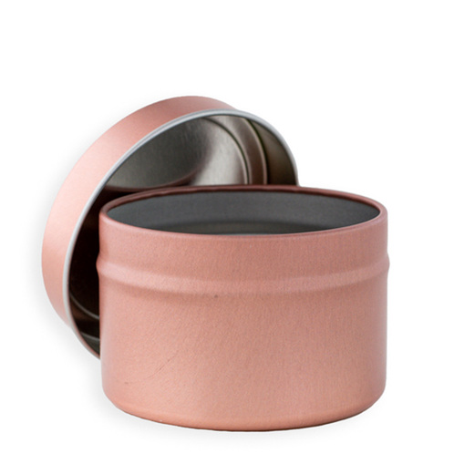 2 oz Rose Gold Candle Tin with Lid Off