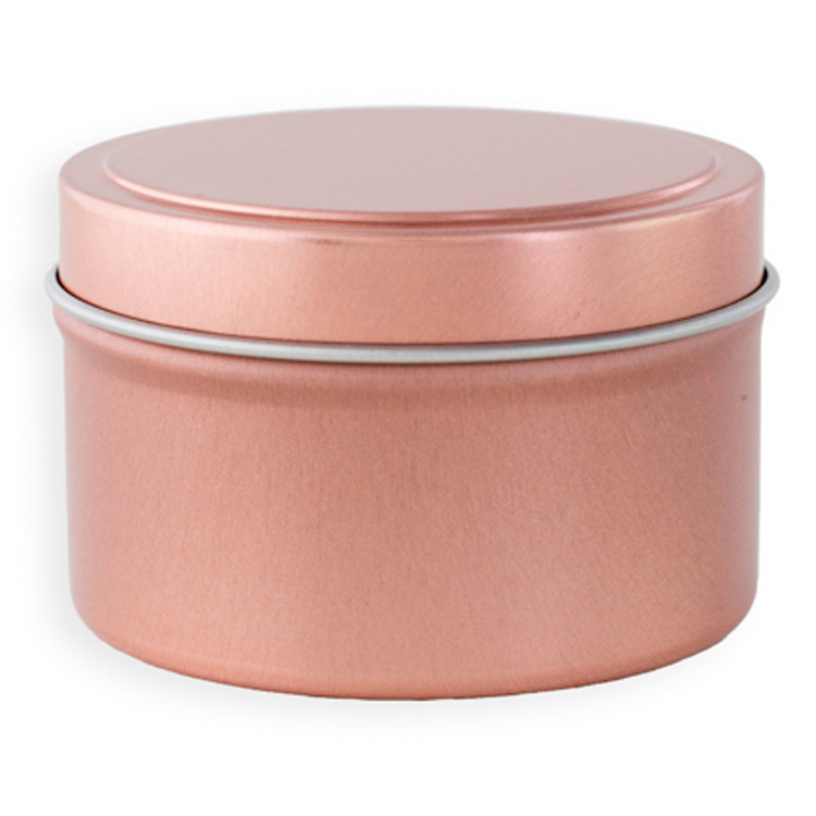 6 oz Rose Gold Candle Tin with Lid On