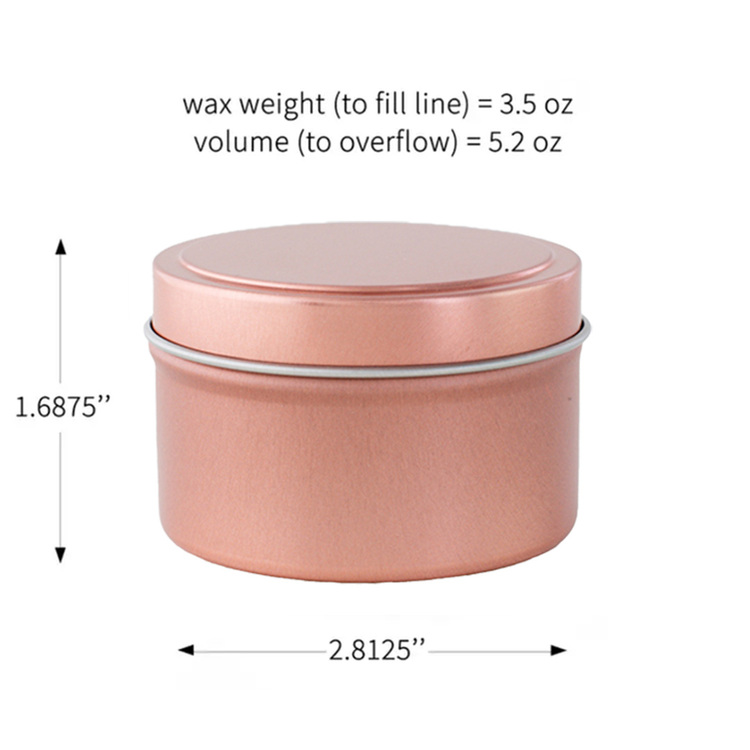 6 oz Rose Gold Candle Tin Dimensions