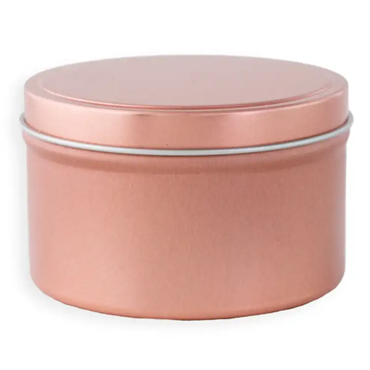 8 oz Rose Gold Candle Tin with Lid On