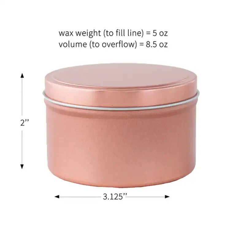 8 oz Rose Gold Candle Tin Dimensions