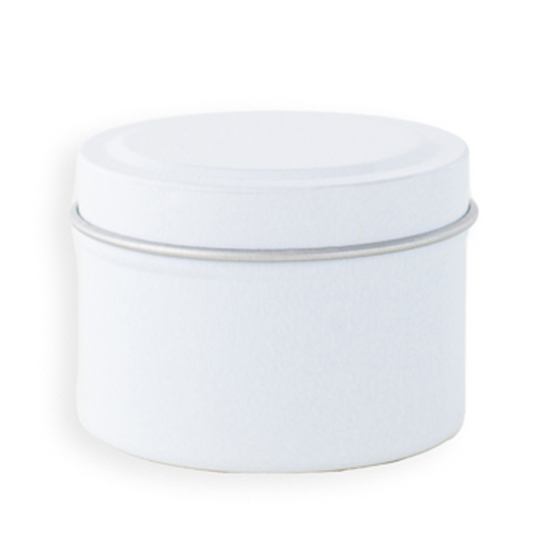 2 oz White Candle Tin with Lid On