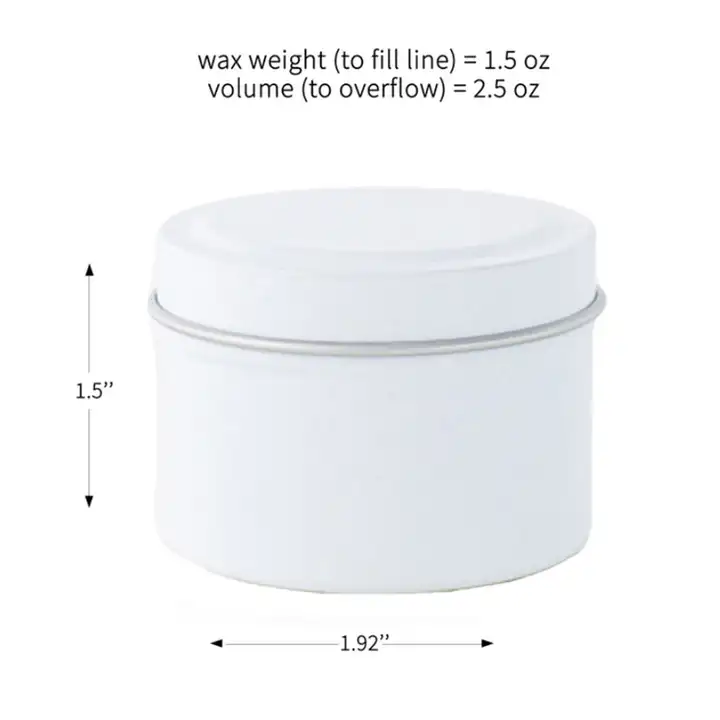 2 oz White Candle Tin Dimensions