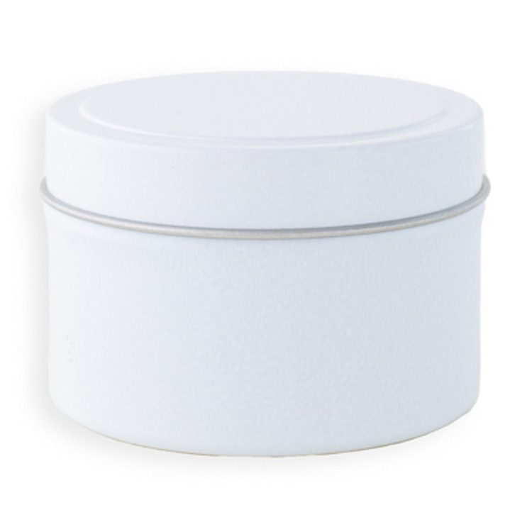 4 oz White Candle Tin with Lid On