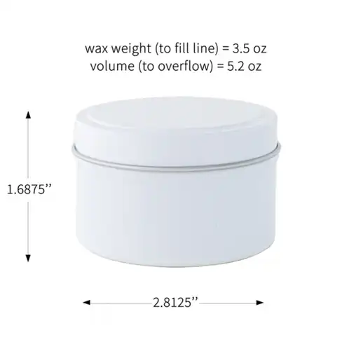 6 oz White Candle Tin Dimensions