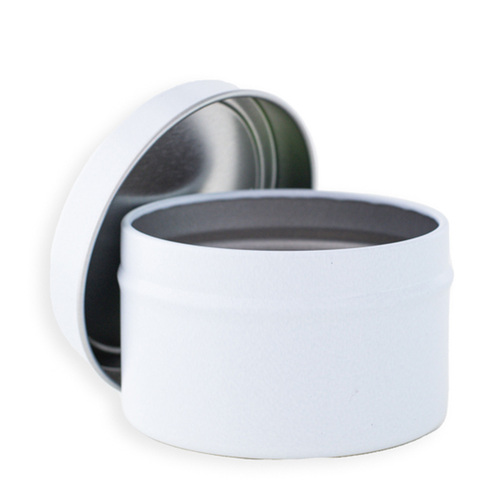 6 oz White Candle Tin with Lid Off