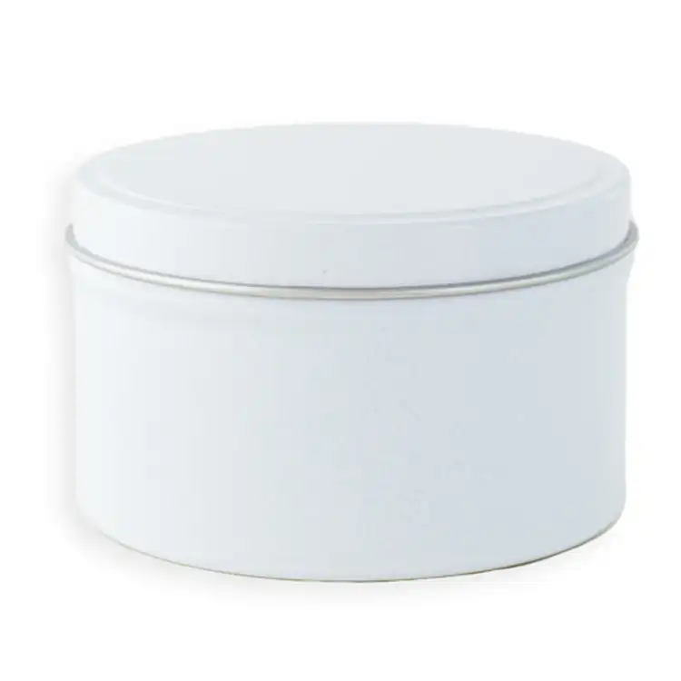 8 oz White Candle Tin with Lid On
