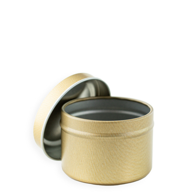 2 oz Gold Candle Tin with Lid Off