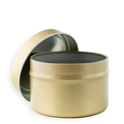 4 oz Gold Candle Tin with Lid Off