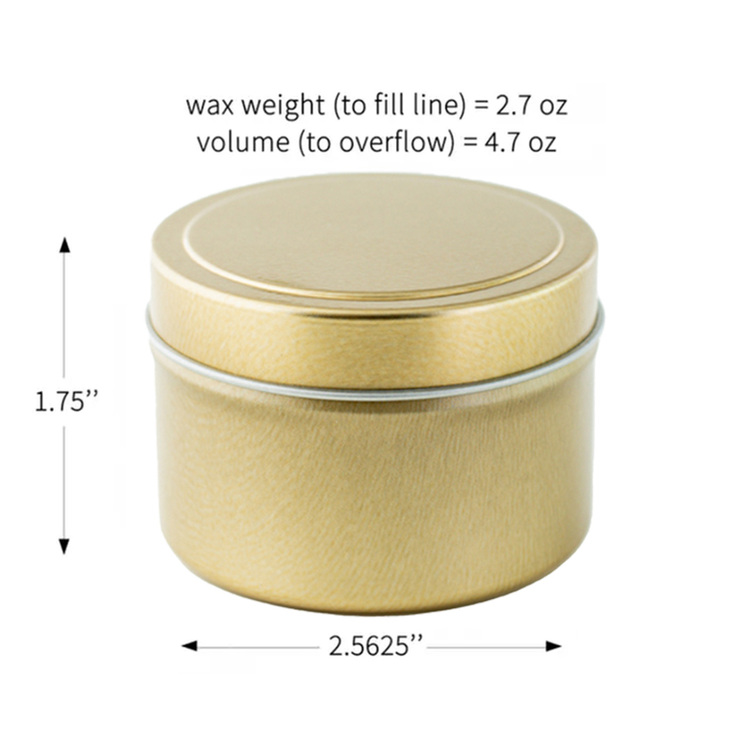 4 oz Gold Candle Tin Dimensions