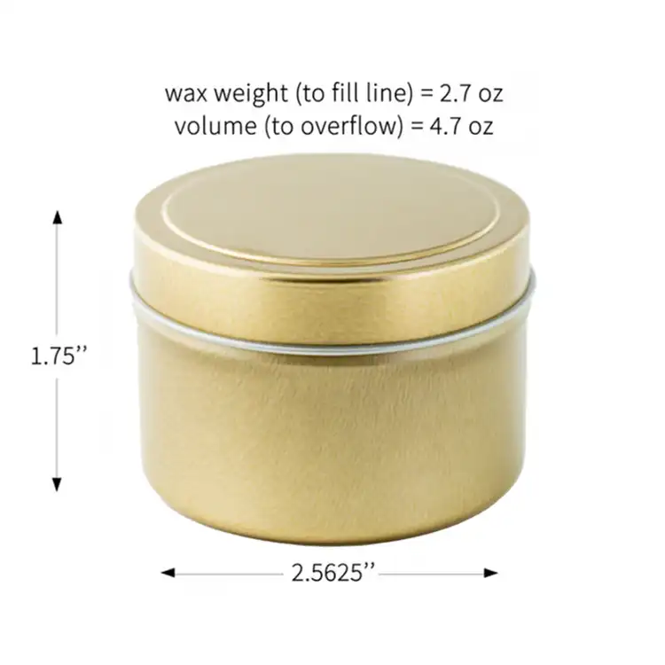 Round Gold Candle Tins with Lids (4-Oz.)