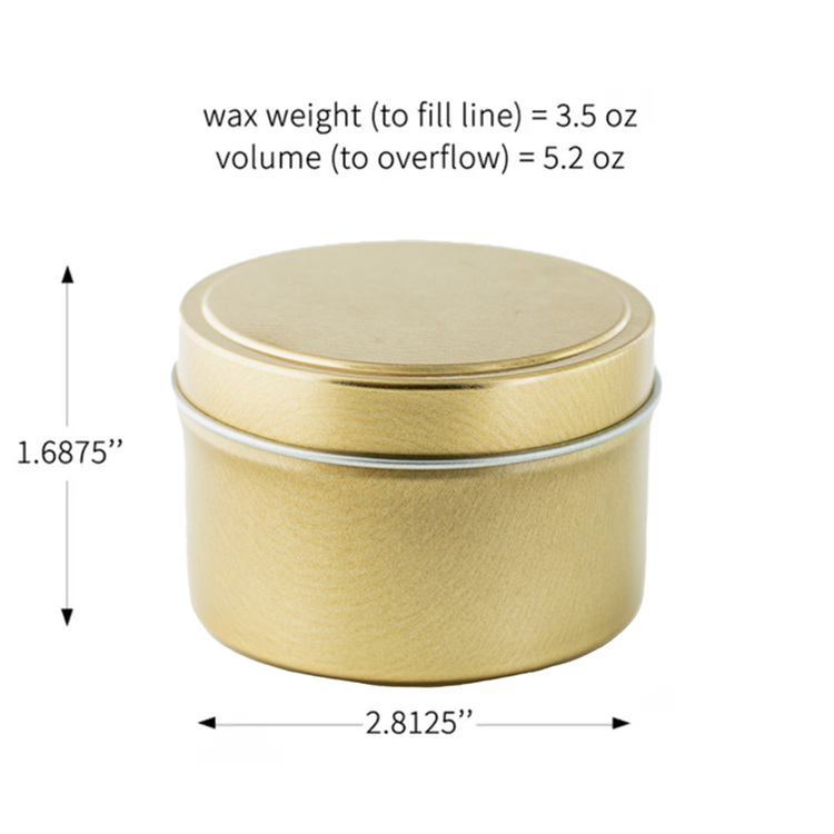 6 oz Gold Candle Tin Dimensions