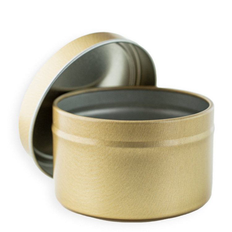 6 oz Gold Candle Tin with Lid Off
