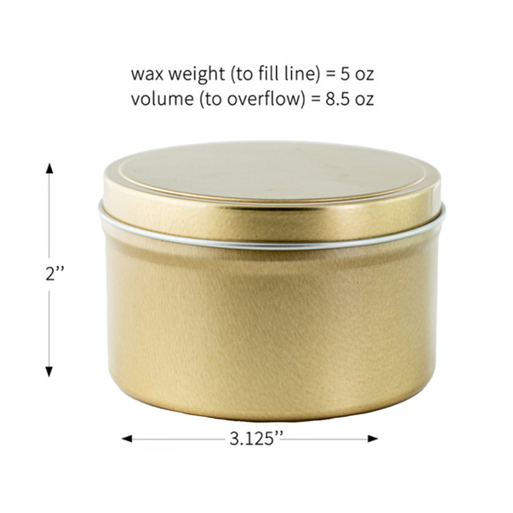 8 oz Gold Candle Tin Dimensions