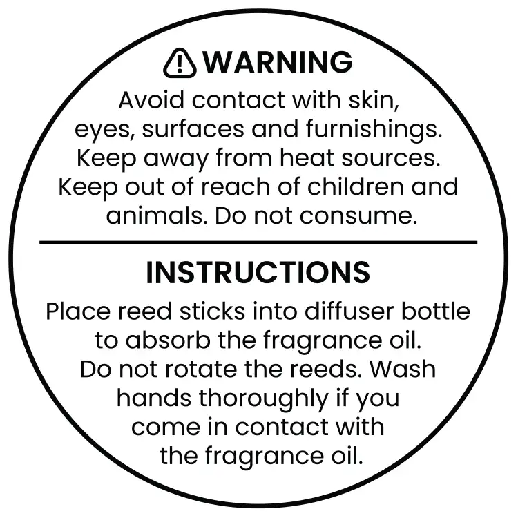 Reed Diffuser Warning Label - 1.5 Inch Round
