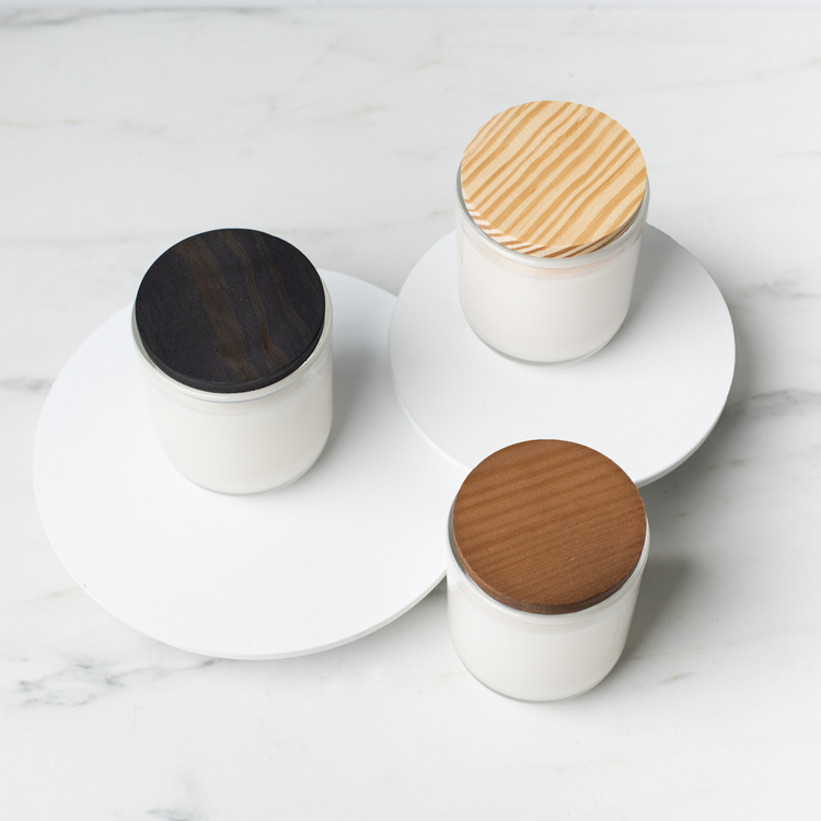Natural Wooden Lids in Black, Brown, and Natural on Sonoma Tumbler Jars