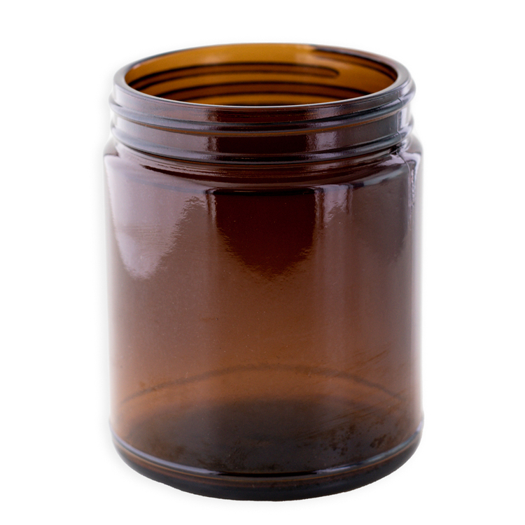 Medium Amber Straight Sided Jar (Threaded) Front
