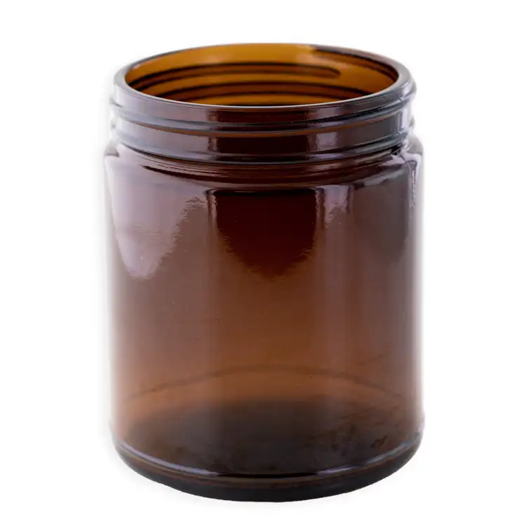 Medium Amber Straight Sided Jar (Threaded) Front
