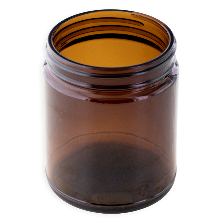 Medium Amber Straight Sided Jar (Threaded) Top View