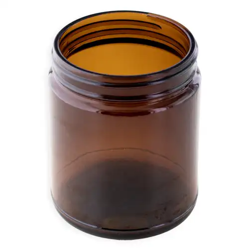 Amber Embossed Glass Candle Container with Lid and Labels, 10 oz - Pack of 9