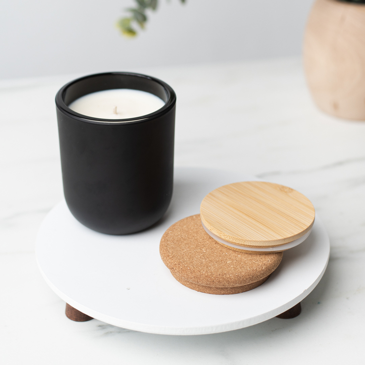 Matte Black Sonoma Tumbler Jar with Bamboo and Rounded Cork Lids