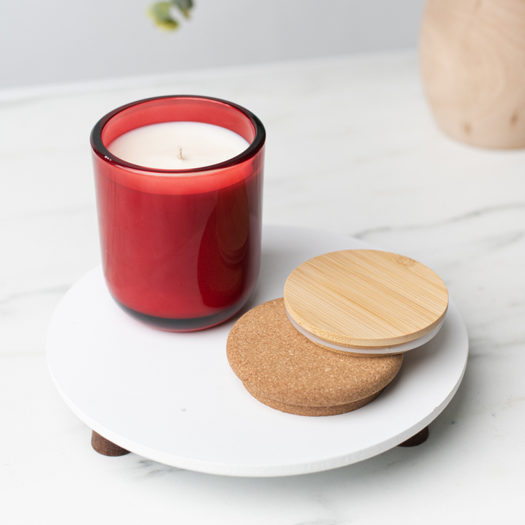 Red Sonoma Tumbler Jar with Bamboo and Rounded Cork Lids