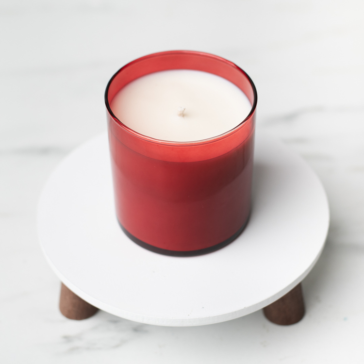 Red Tumbler Jar with candle