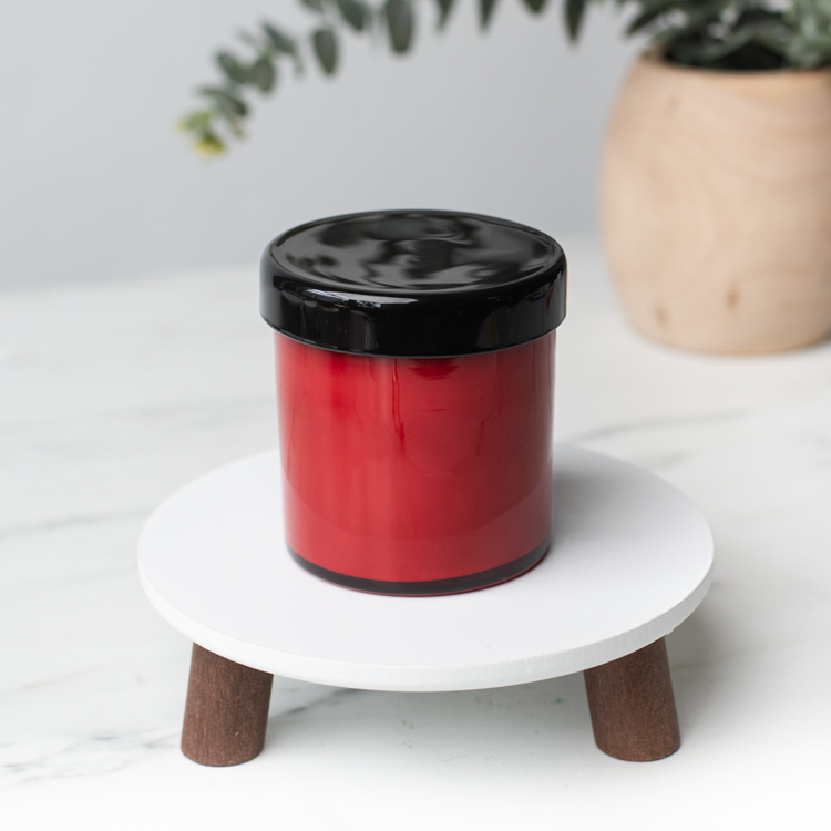 Red Tumbler Jar with Black Glass Tumbler Lid